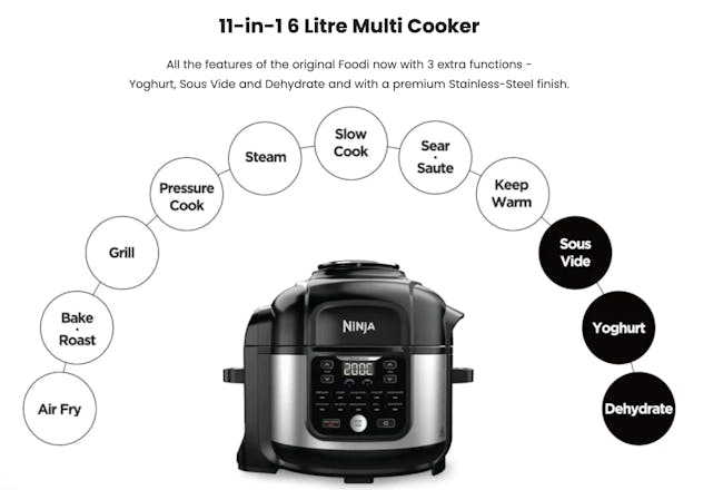 Ninja Foodi 11-in-1 Multi Cooker - Stainless Steel - 10