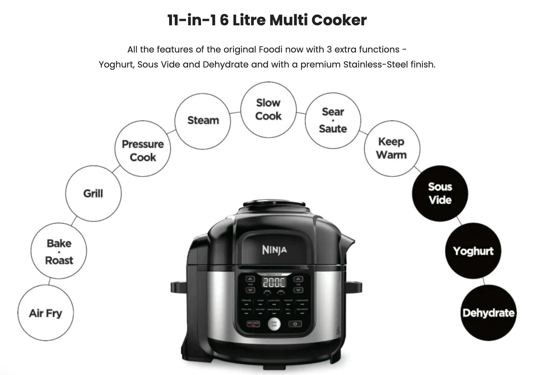 Ninja Foodi 11-in-1 Multi Cooker - Stainless Steel, Ninja Multi-Cookers