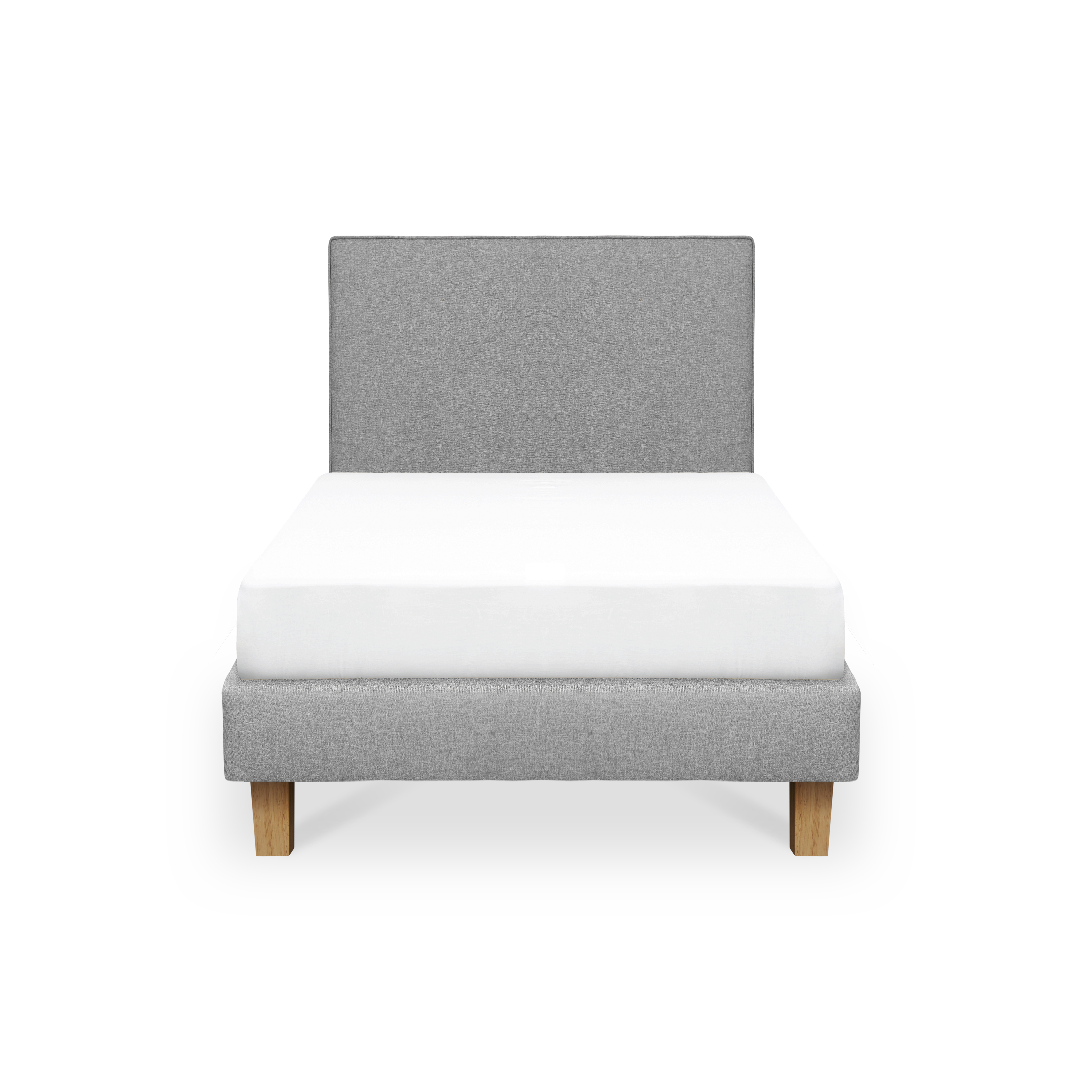 ESSENTIALS Single Headboard Divan Bed - Pebble (Eco Clean Fabric)