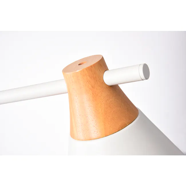 Thora Bar Pendant Lamp - White - 3 - Wooden cylindrical object with a white cylindrical protrusion, white surface, smooth