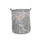 Marble Laundry Basket With Leather Handle - Grey