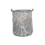 Marble Laundry Basket With Leather Handle - Grey - 0