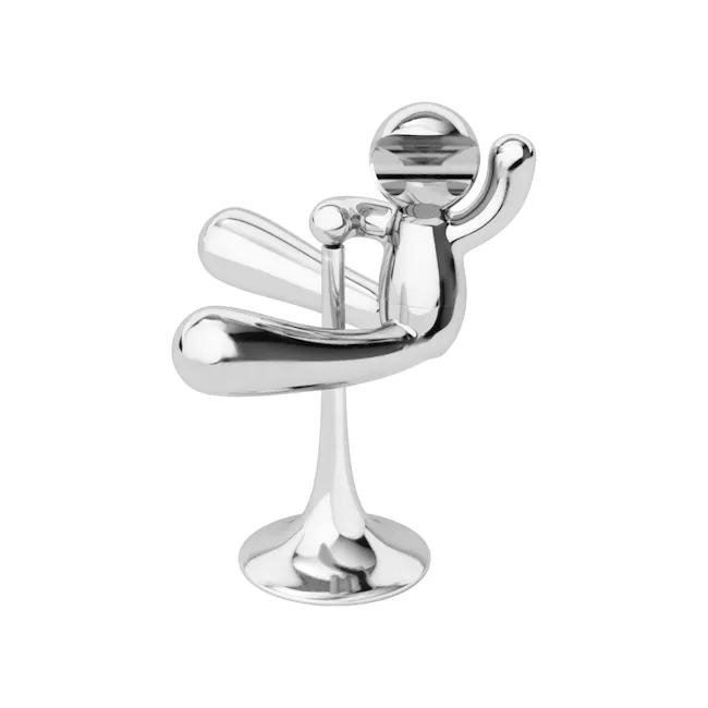 Rodeo Buddy Bottle Opener - Chrome - 1 - Silver sculpture, abstract design, modern art, glossy finish, human form, abstract