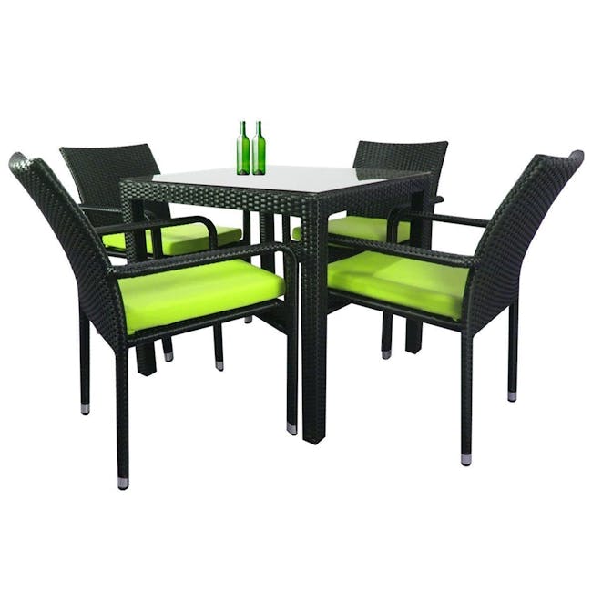 Palm Outdoor Dining Set - Green Cushions - 0