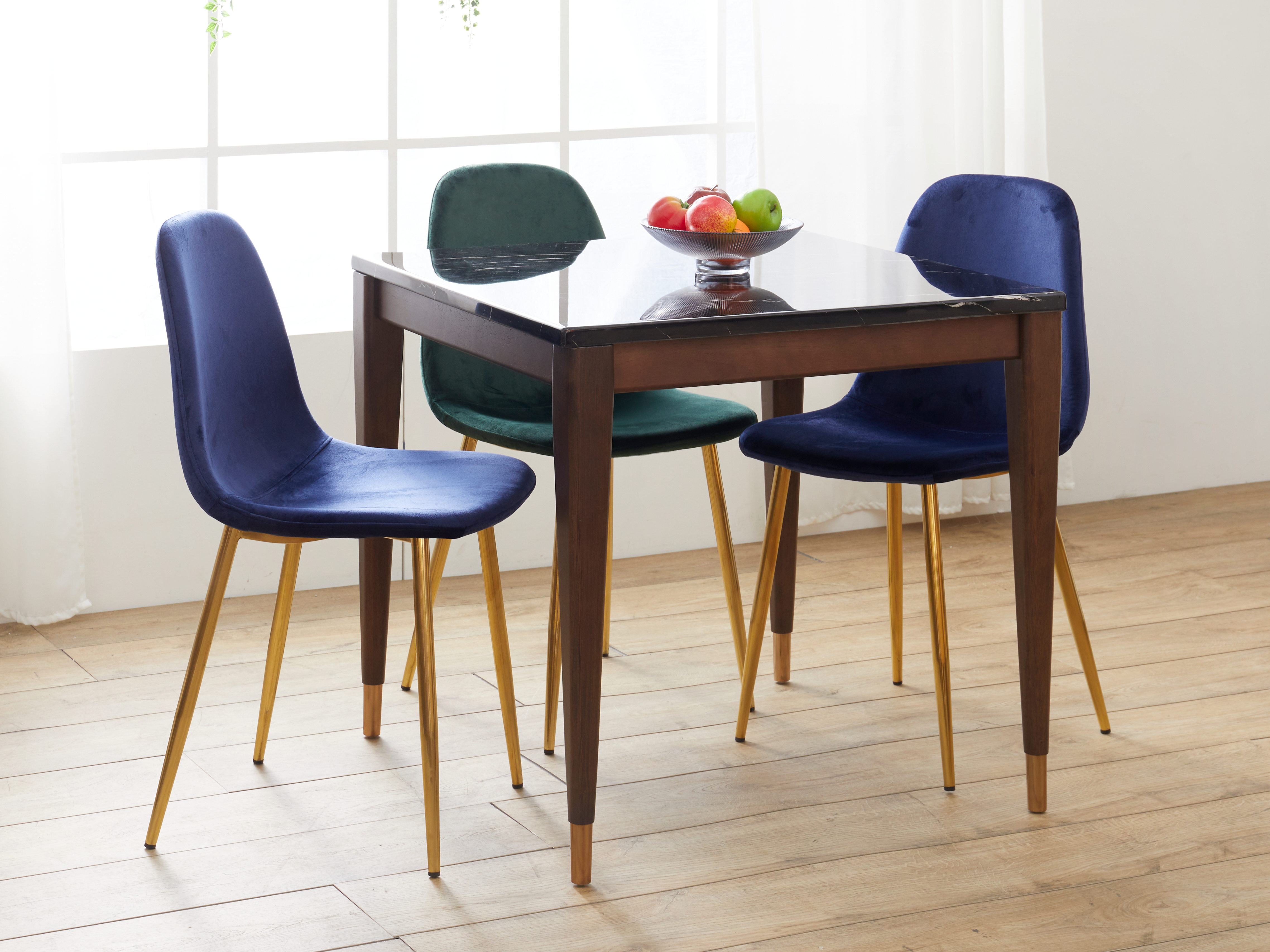 wood and brass dining chairs