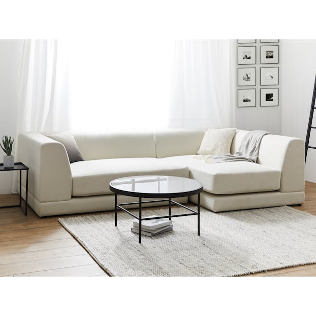 Abby L-Shaped Lounge Sofa - Pearl - 1