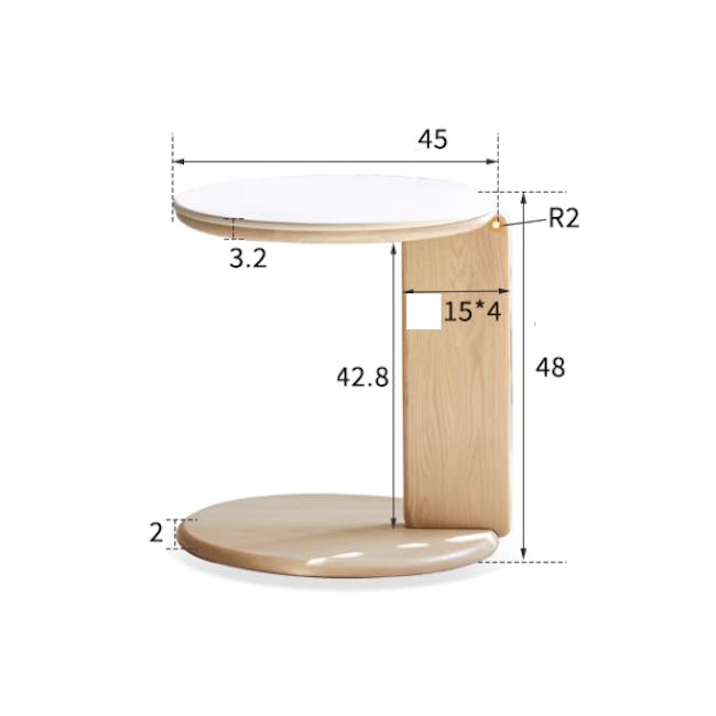 Blair Round Side Table - Oak (Sintered Stone) - 14