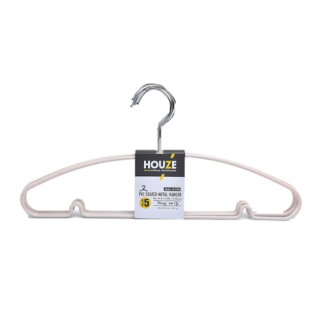 HOUZE PVC Coated Metal Hanger (Set of 5) - Bottega White - 0