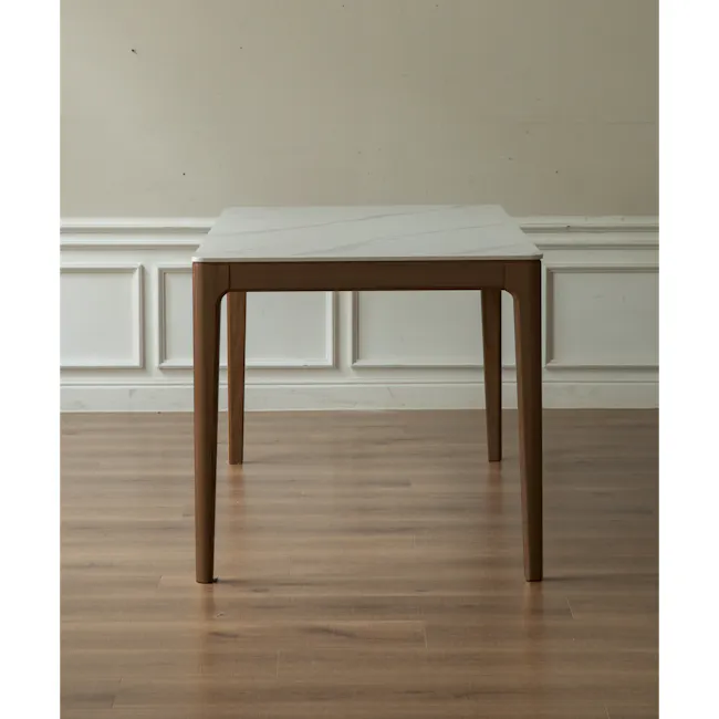 Adelyn Dining Table 1.4m - Walnut (Sintered Stone) - 10 - Modern minimalist table, wooden legs, natural wood finish