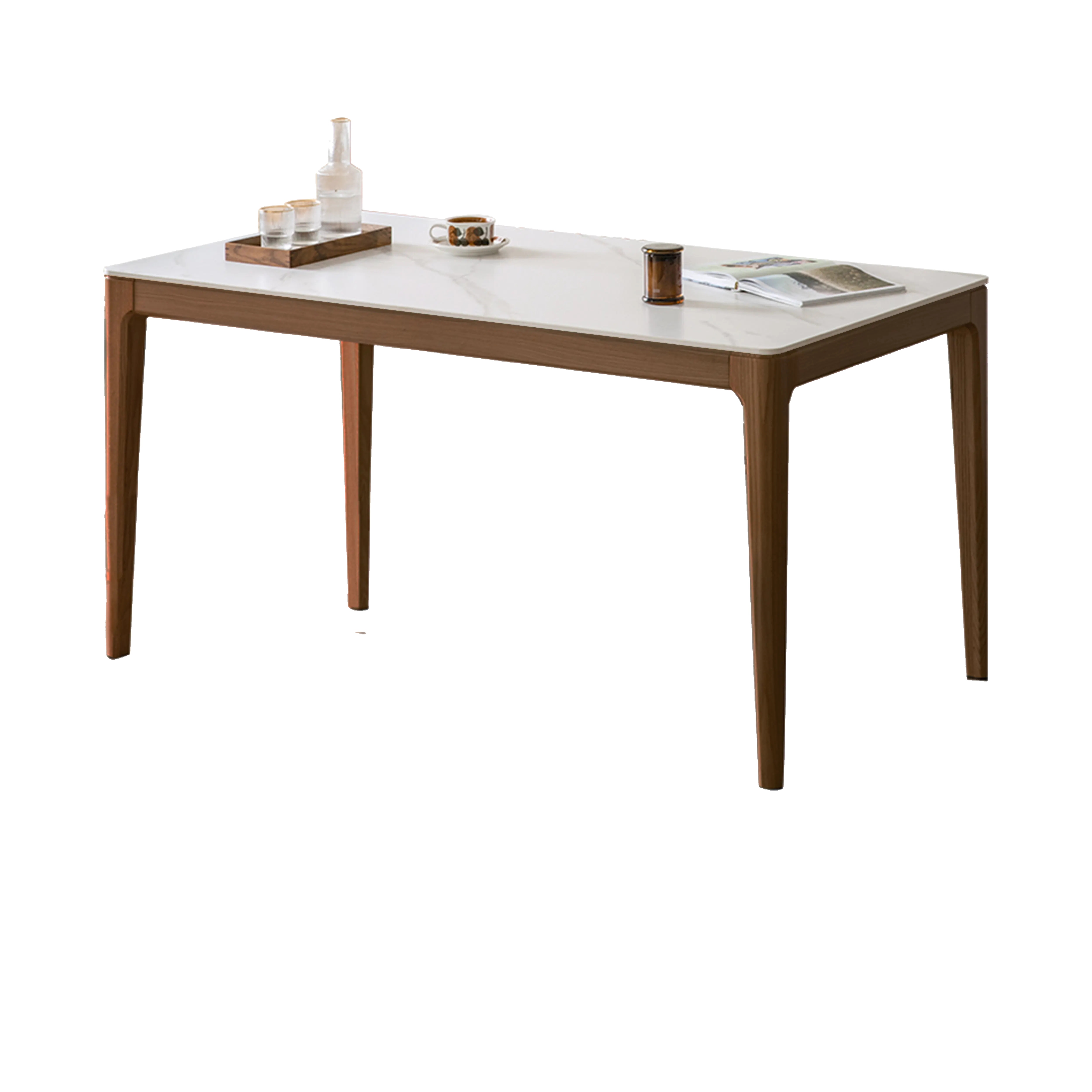 Adelyn Dining Table 1.4m (Sintered Stone) with 4 Niel Chairs in Walnut - 7