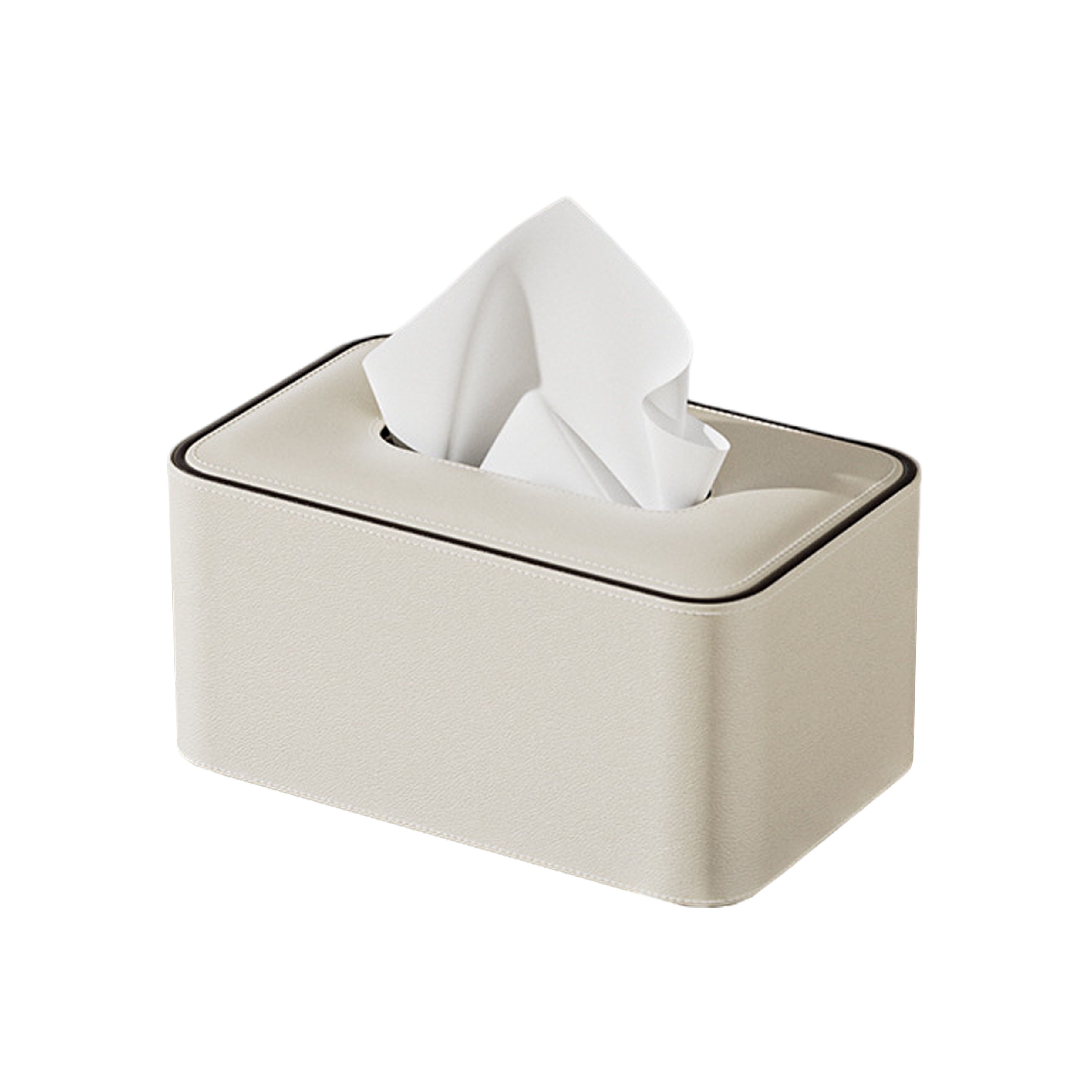 Nia Tissue Box - Off White with Black Rim