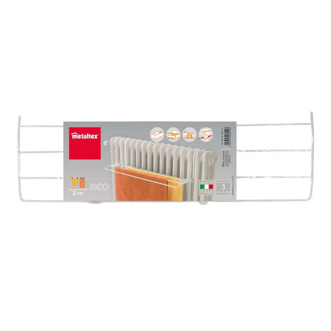 Metaltex Iseo Balcony Laundry Drier - Off White - 4 - metal mesh, radiator rack, dual storage, dual towel holders, dual