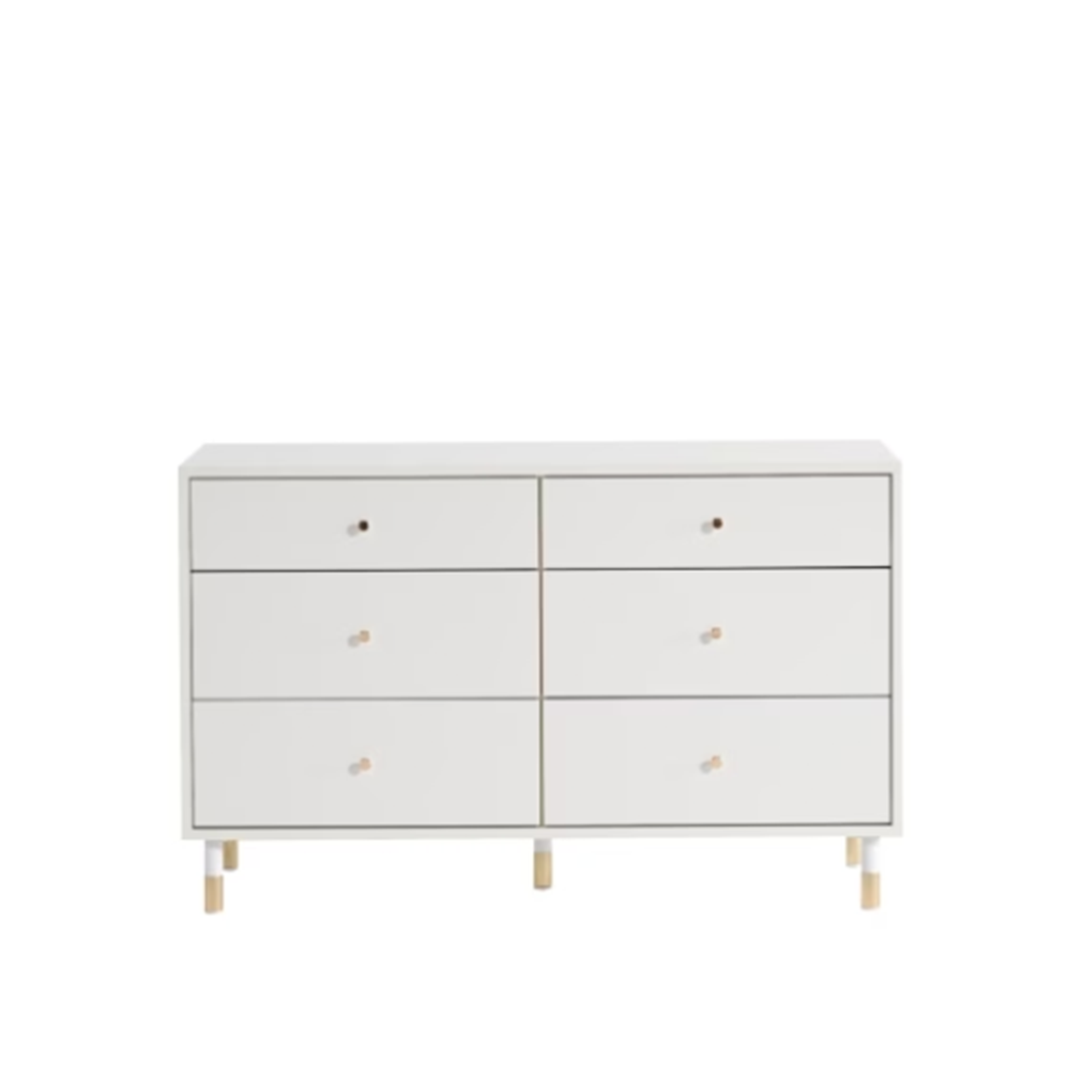 Lizzy 6 Drawer Chest 1.2m - White, Brass