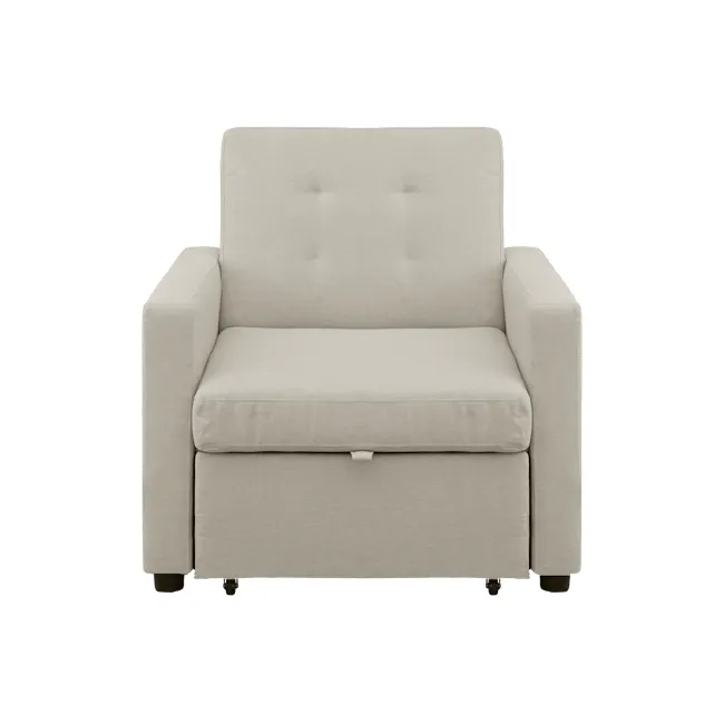 Mason Sofa Bed - Ecru - 17 - Cream upholstered armchair, minimalist design, comfortable seating, modern style, neutral color