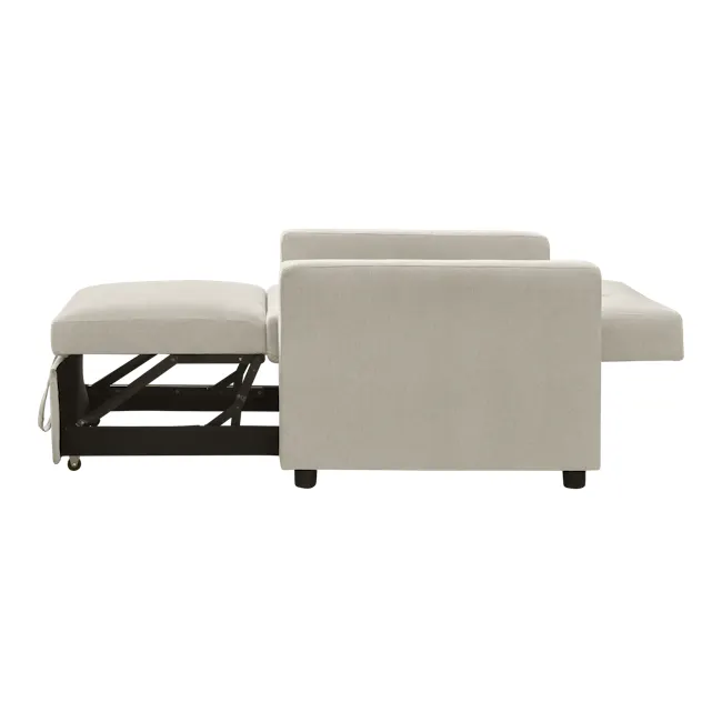 Mason Sofa Bed - Ecru - 10 - Modern minimalist sofa, light beige upholstery, sleek black metal frame, comfortable seating
