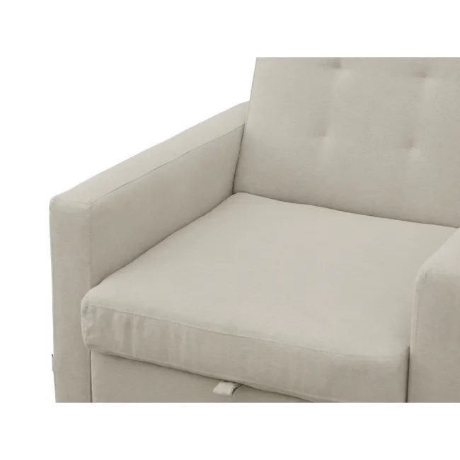 Mason Sofa Bed - Ecru - 12 - Modern beige upholstered armchair, minimalist design, soft fabric upholstery, comfortable