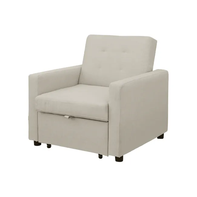 Mason Sofa Bed - Ecru - 8 - Cream upholstered armchair, modern design, plush cushion, comfortable seating, minimalist style