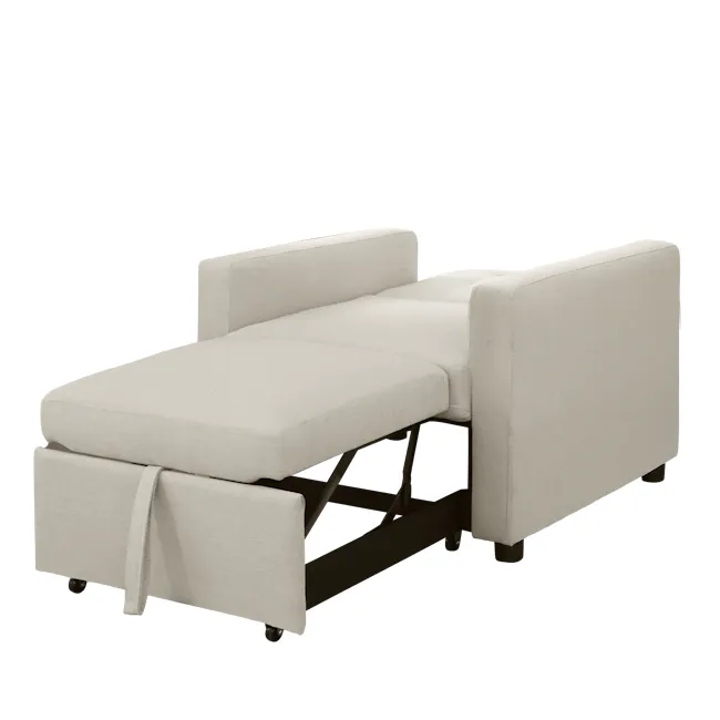 Mason Sofa Bed - Ecru - 6 - Modern minimalist sofa, light beige fabric, sleek design, comfortable cushioning, ergonomic