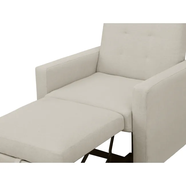 Mason Sofa Bed - Ecru - 13 - Modern minimalist armchair, light beige fabric, clean lines, comfortable seating, upholstered