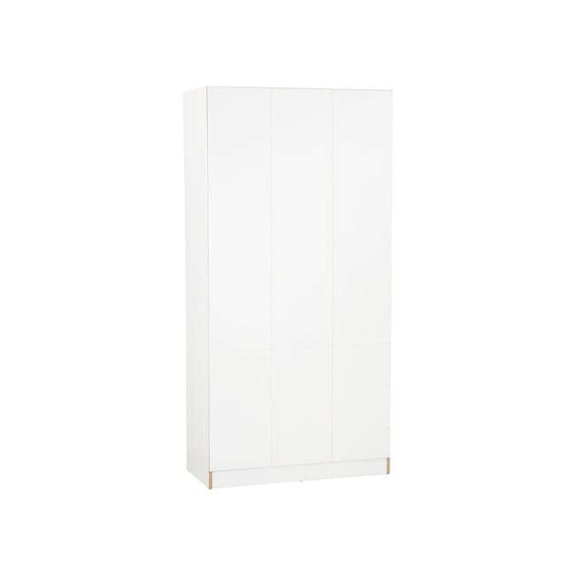Miah 3 Door Wardrobe with Open Shelves - White - 14 - White minimalist cabinet, sleek design, modern decor, simple