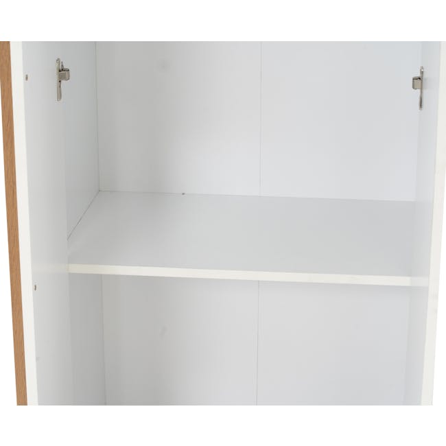 Miah 3 Door Wardrobe with Open Shelves - White - 18 - White cabinet with metal handles, empty shelves, minimalist design