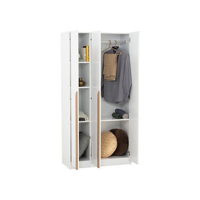 Miah 3 Door Wardrobe with Open Shelves - White - 11