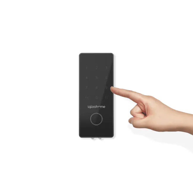 igloohome Smart Deadbolt 2S - Metal Grey - 9 - Digital keypad interface, User interaction demonstration, Hand pressing