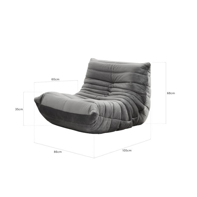 Hayward 1 Seater Low Sofa - Warm Grey (Velvet) - 6