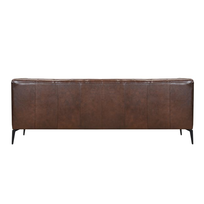 Louis 3 Seater Sofa with Louis Armchair in Chocolate (Genuine Cowhide Leather) - 5