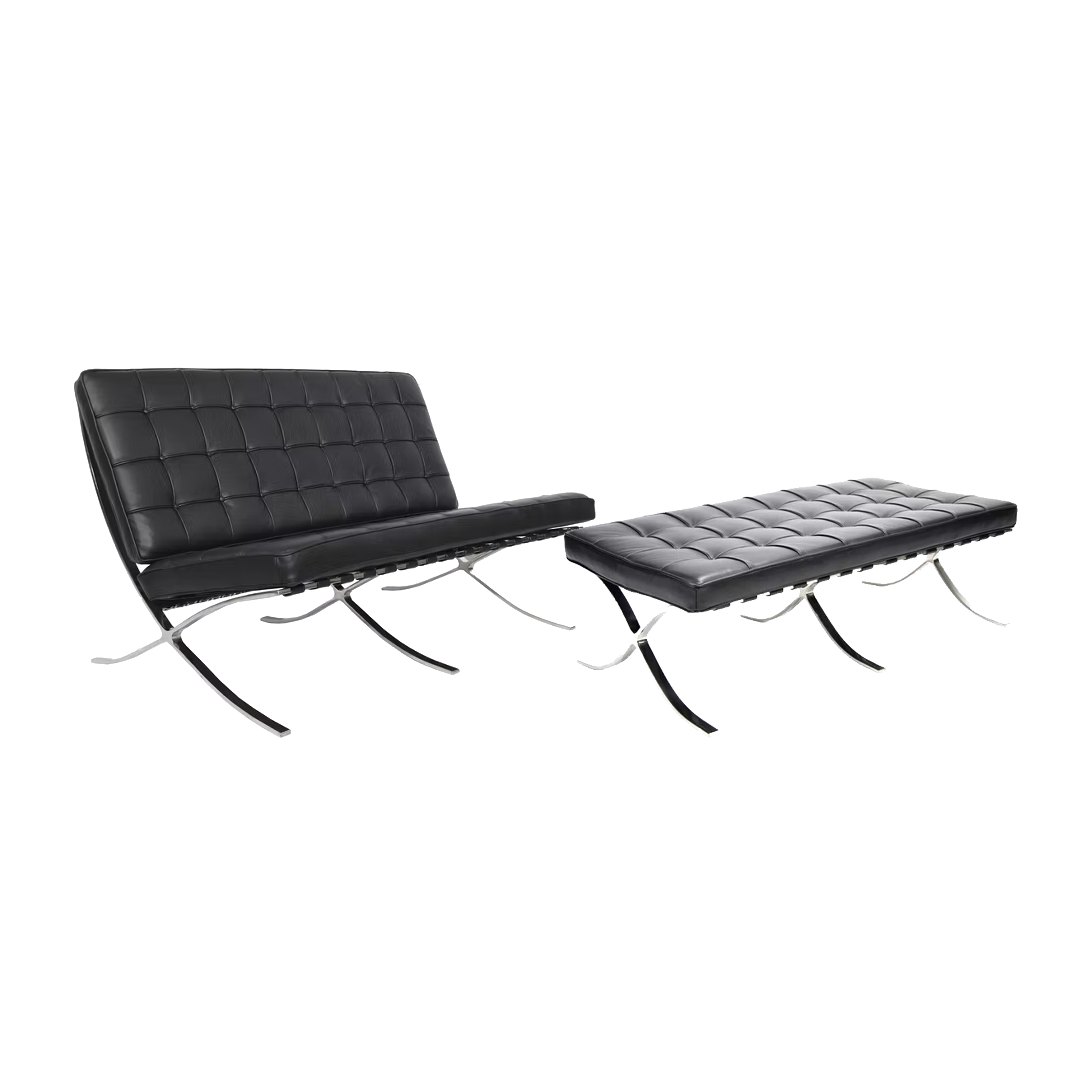 Benton 2 Seater Sofa with Benton 2 Seater Ottoman - Black