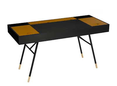 Morse Study Table 1.4m - Black, Walnut