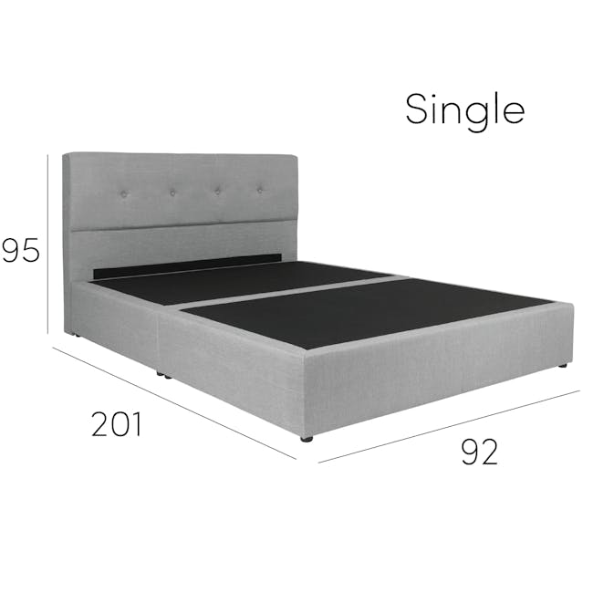 ESSENTIALS Single Headboard Box Bed - Smoke (Fabric) - 11