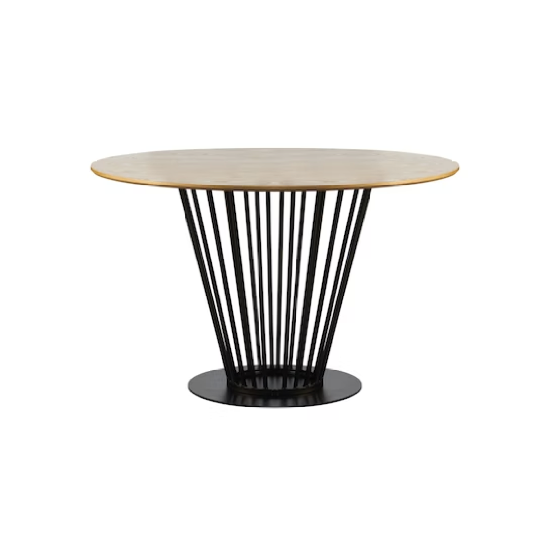 (As-Is) Lyon Round Dining Table 1.2m - Oak, Black