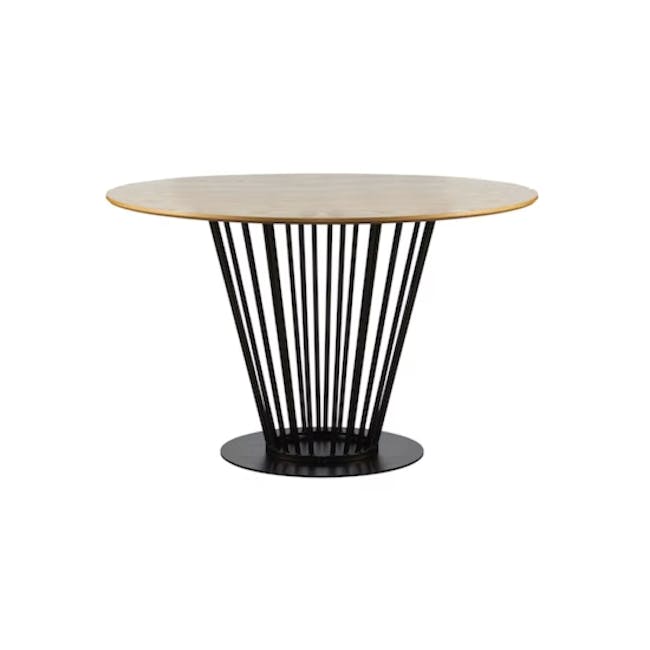 (As-is) Lyon Round Dining Table 1.2m - Oak, Black - 0