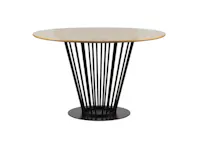 (As-Is) Lyon Round Dining Table 1.2m - Oak, Black