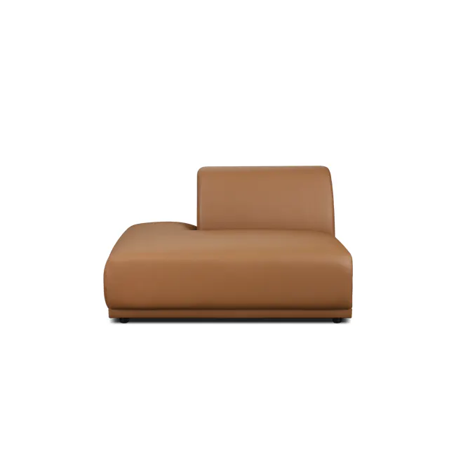 Milan 4 Seater Corner Extended Sofa - Caramel Tan (Faux Leather) - 30 - Brown leather sofa, minimalist design, modern style