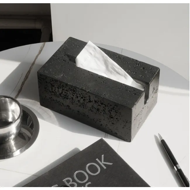 Xeno Travertine Tissue Box - Black - 2