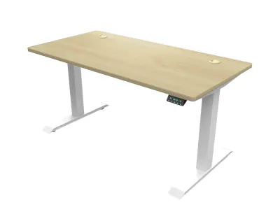 Signature Standing Desk 1.6m - White, Maple Ivory