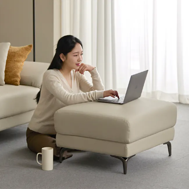 Montreal Ottoman - Ivory (Faux Leather)
