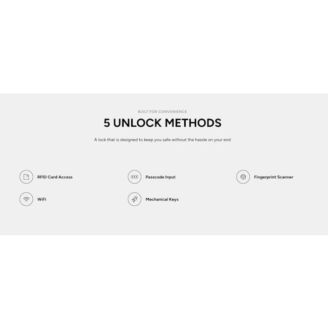 Luxus Helix Digital Door Lock - 5 - RFID Card Access, WiFi, Passcode Input, Mechanical Keys, Fingerprint Scanner, Wi-Fi, RFID