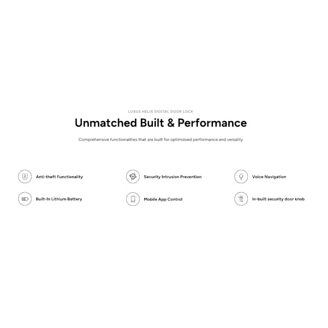 Luxus Helix Digital Door Lock - 6 - Anti-theft Functionality, Security Intrusion Prevention, Built-In Lithium Battery, Voice