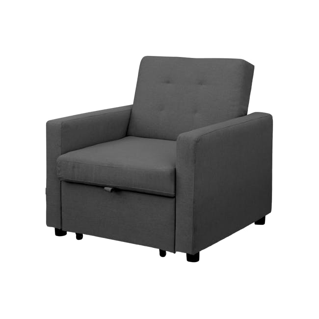 Mason Sofa Bed - Graphite - 6 - Grey upholstered armchair, modern design, comfortable seating, plush fabric, high back
