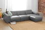 Milan 4 Seater Sofa with Ottoman - Lead Grey (Faux Leather) - 1