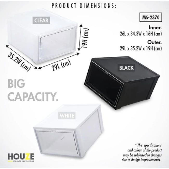 SoleMate Stackable Drop Lid Shoe Box - Black (Pack of 2) - 6