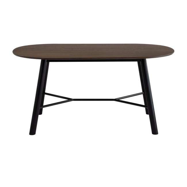 Telyn Oval Dining Table 1.6m with Telyn Bench 1.1m and 2 Axel Chairs in Black, Carbon - 2