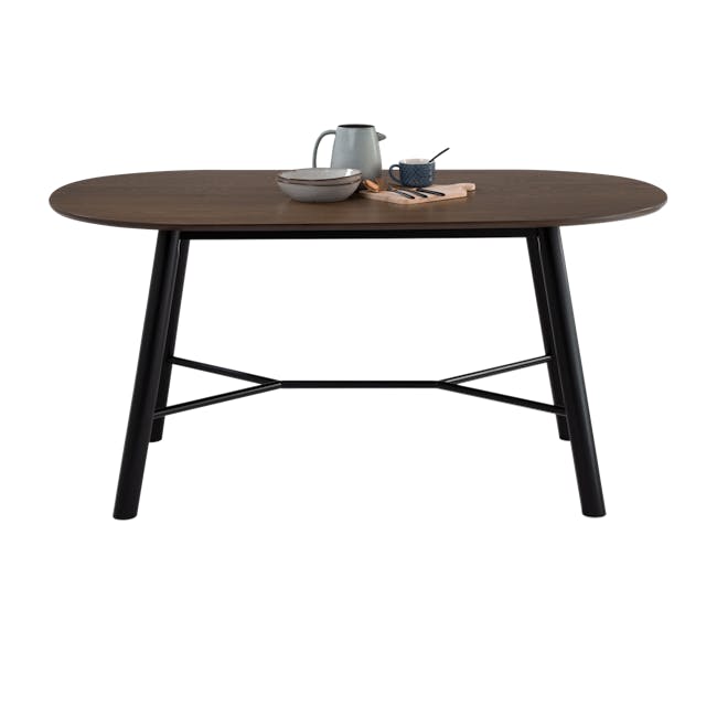Telyn Oval Dining Table 1.6m with Telyn Bench 1.1m and 2 Axel Chairs in Black, Carbon - 5