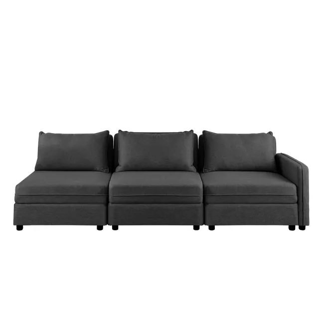 Cameron Storage Armless Unit - Orion (Fabric) - 13 - Modern gray sectional sofa, sleek design, comfortable cushions