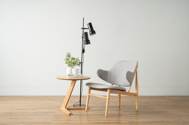 Vezel Lounge Chair - Oak, Dolphin Grey (Fabric) - 1