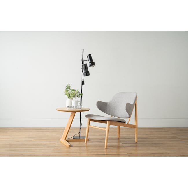 Vezel Lounge Chair - Oak, Dolphin Grey (Fabric) - 1