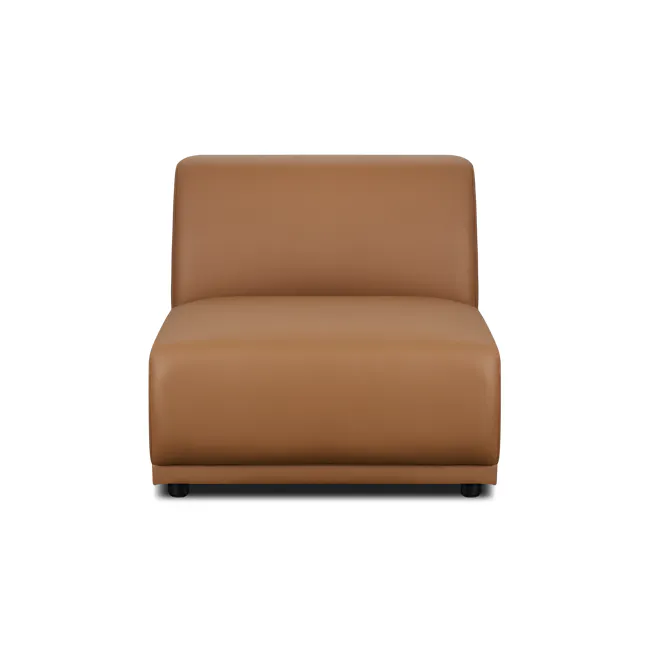 Milan 4 Seater Corner Extended Sofa - Caramel Tan (Faux Leather) - 7 - Brown leather sofa, minimalist design, modern style